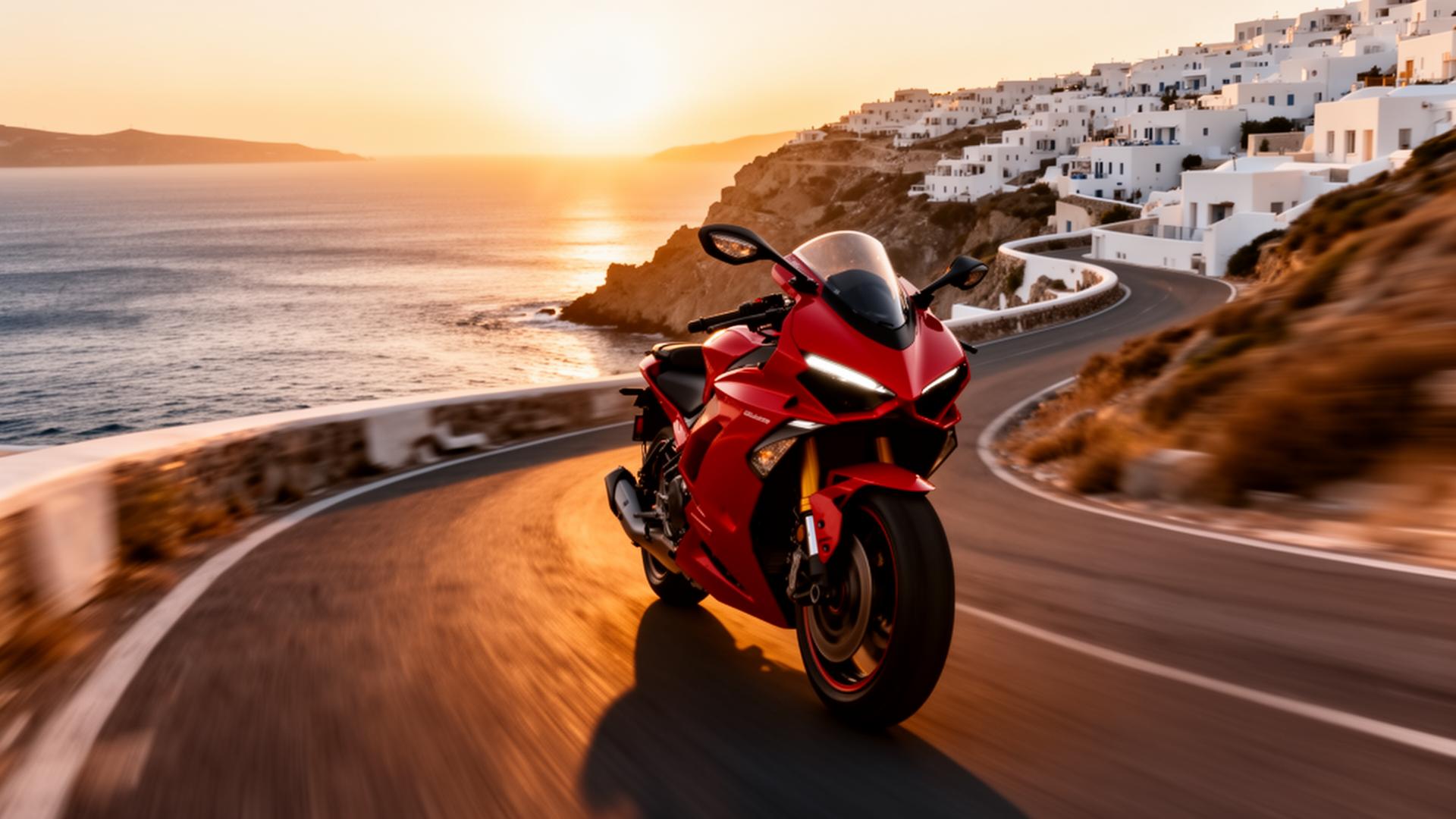 Scooter on a Mykonos coastal road
